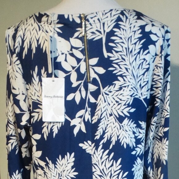 NEW Tommy Bahama Darcy Dress XL Whisper Fronds 3/4 Sleeve Island Navy Blue $168 - Picture 7 of 7